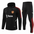 thumbnail image 1 of 23-24 Manchester United Adult Half Zip Hooded Tracksuit Black, 1 of 2