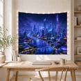 thumbnail image 5 of Futuristic Metropolis At With Night Cluster Glowing Skyscrapers, Mystical Fantasy for Space Lovers, Galaxy Room Decor, Housewarming Gift, Tapestry Wall Hanging for Bedroom and Dorm, 5 of 7