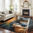 thumbnail image 3 of Area Rug 60×96in, Retro Cat Oil Painting Floor Carpet Living Room Rug, Medieval Animal Theme Non-Slip Welcome Mat Indoor Rugs for Bedroom Dining Room, 3 of 9