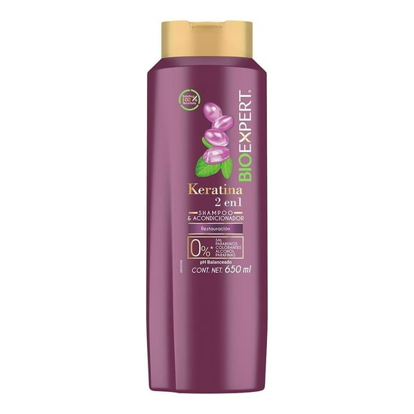 Shampoo BioExpert y acondicionador 2 en 1 restauración keratina 650 ml