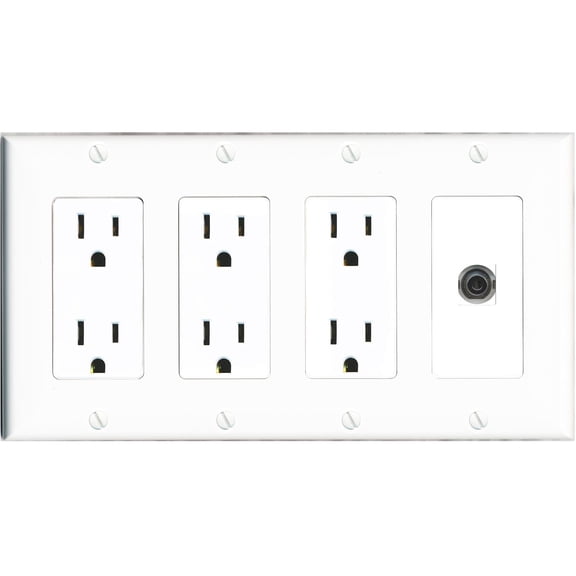 RiteAV 3-5MM Wall Plate 4 Gang with 3 x 15A Duplex Power Outlets