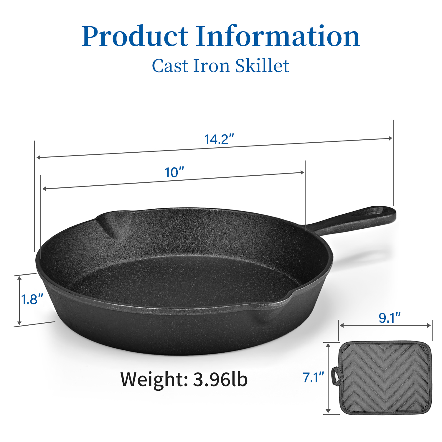 TINANA 10-Inch Pre-Seasoned Cast Iron Skillet photo 2
