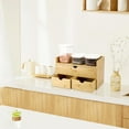 thumbnail image 5 of Bamboo Desk Organizer With Drawers Countertop Drawers 3 Drawers Counter Storage Box Corner Desk Organizer for Home Office No Assembly Required, 5 of 7