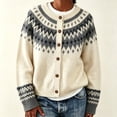 thumbnail image 6 of Fair Isle Sweater Women Christmas Sweaters for Women Button Up Crew Neck Coats Halloween Sweaters for Women Hippie Sweater Western Sweaters for Women Icelandic Sweater Graphic Sweater，Beige，M, 6 of 9