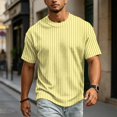 thumbnail image 4 of JULMCOMO Waffle Knit Shirts for Men Striped Crew Neck Short Sleeve Casual Summer T Shirt Loose Fit Comfy Classic Tees White 3XL, 4 of 6