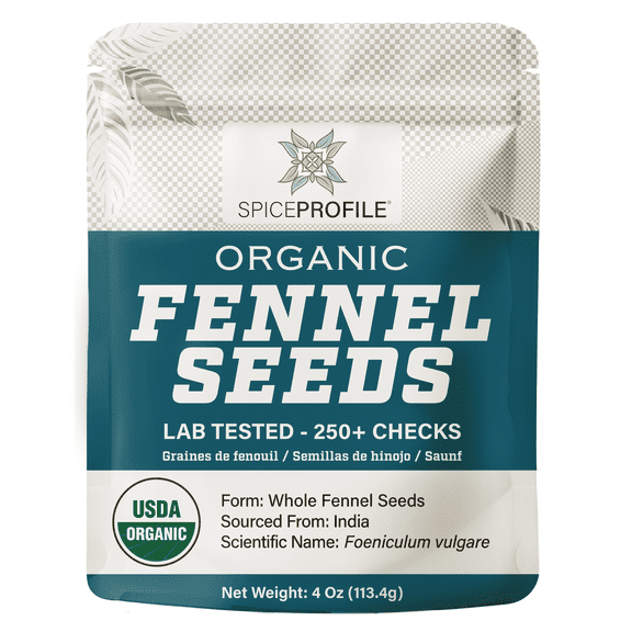 Spice Profile USDA Organic Fennel Seeds, 4 oz (Saunf / Semillas de Hinojo)