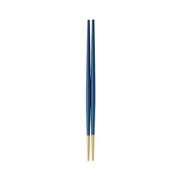 Stainless Steel Pointed Ends Chopsticks Japanese Style Non-slip Cuisine Chopsticks Tableware for Home Restaurant (Blue and Golden)
