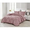 thumbnail image 3 of Chezmoi Collection Contemporary Ruffle Diamond 3 Piece Comforter Set, Queen, Woodrose, 3 of 8