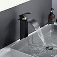 thumbnail image 4 of sumerain Waterfall Vessel Sink Faucet, Lead-free Stainless Steel Single Hole Modern Tall Bathroom Faucet Black and Gold, 4 of 11