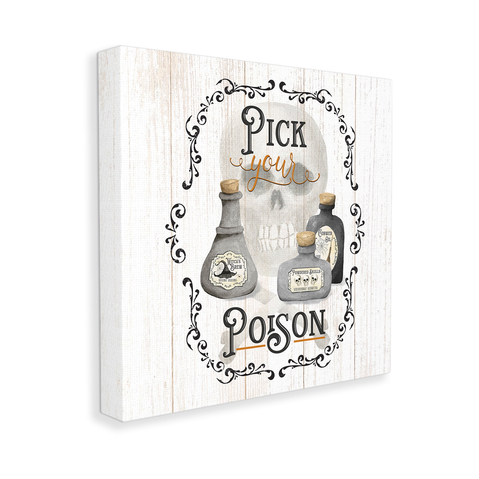 Stupell Industries Halloween Poison Jars Holiday Painting Gallery Wrapped Canvas Art Print Wall Art, 17 x 17
