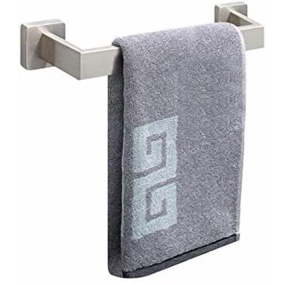 Towel Bar, Bath Accessories Premium Thicken Stainless Steel Square Shower Towel Rack for Bathroom, Towel Holder Wall Mounted (1 Pack, Brushed Nickel, 12 Inch)