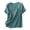 Green, variant on Women's Cotton Linen Boho Embroidered Layered Shirt Dressy Casual Button Down Tunic Blouses Tops V Neck Placket Button Decor Short Sleeve T Shirt Size L White