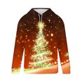 thumbnail image 3 of Sudadera con capucha para hombre, informal, con cordón, estampado navideño, deportiva, blusa de poliéster, 3 of 4