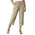 thumbnail image 2 of Women's Plus Size Wide Leg Capris with Pockets and Elastic Waist Casual Cropped, 2 of 9