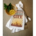 thumbnail image 2 of Cleveland, Ohio, Skyline and Sunburst Screenprint Style (100% Cotton Tea Towel, Decorative Hand Towel, Kitchen and Home), 2 of 3