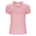 thumbnail image 6 of Fanxing Womens Short Sleeve T-Shirts Dressy Casual Ruched Short Sleeve Tees Ruffle Hem Summer Tops Pink,S, 6 of 8