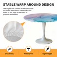 thumbnail image 6 of Pink Blue Marble Elastic Fitted Round Table Cover Modern Abstract Art Waterproof Outdoor Tablecloth for Holiday Party, Picnic, Patio & Dining Fits Tables Up to 55"-60", 6 of 8