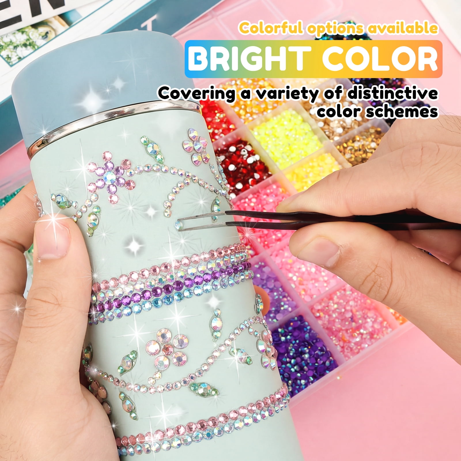 24000Pcs Resin Jelly Rhinestones for Crafting, Bedazzler Kit with Flatback Gems Rhinestones, 40 Color 3mm Flatback Gems for Diamond Art DIY Crafts Clothing Shoes Nail Art Decoration