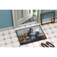 thumbnail image 2 of Basset Hound and Cat on couch Doormat 18x27, 2 of 4