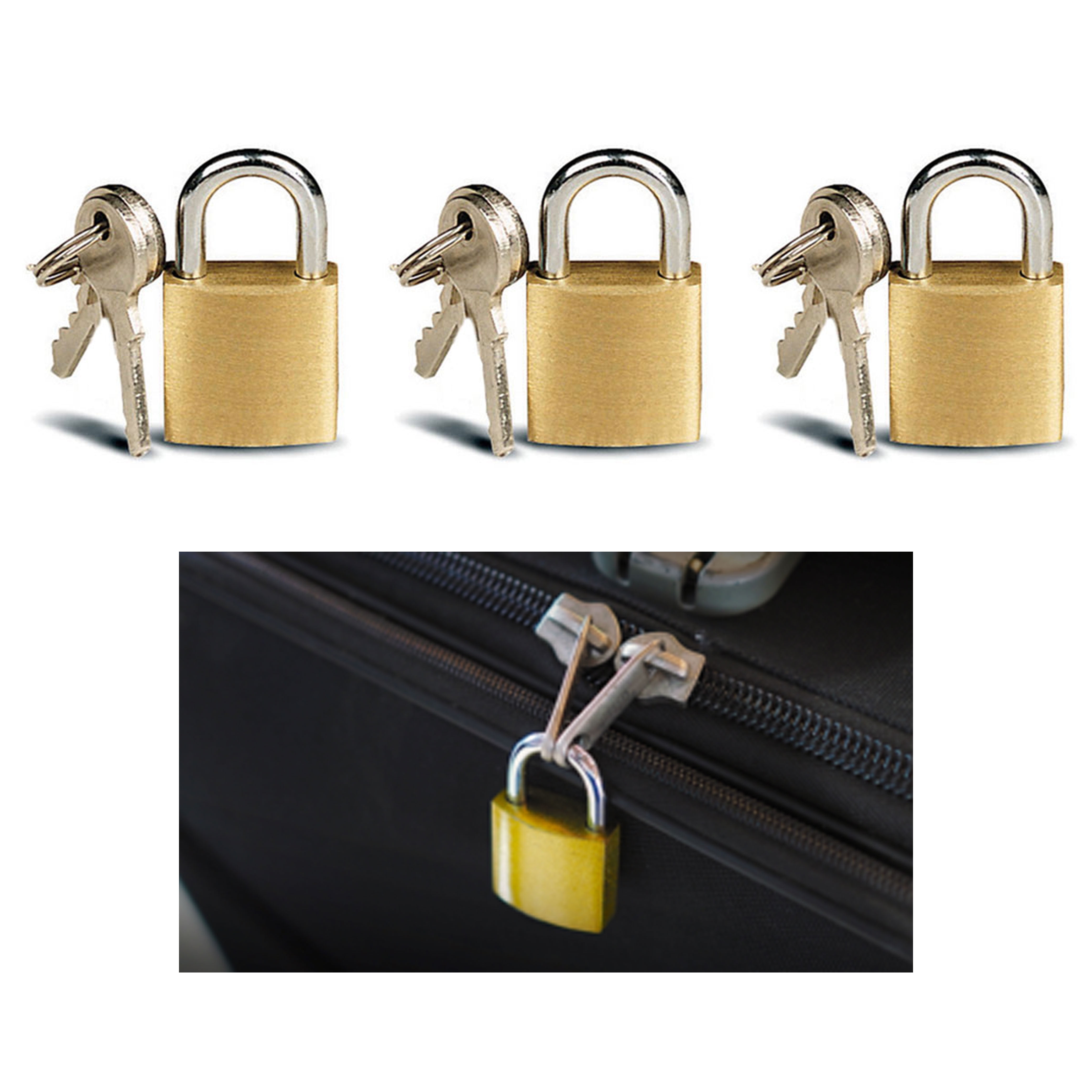 2 PCS Small Metal Padlocks Mini Brass  Locks Keyed Jewelry 2 Keys 20mm 