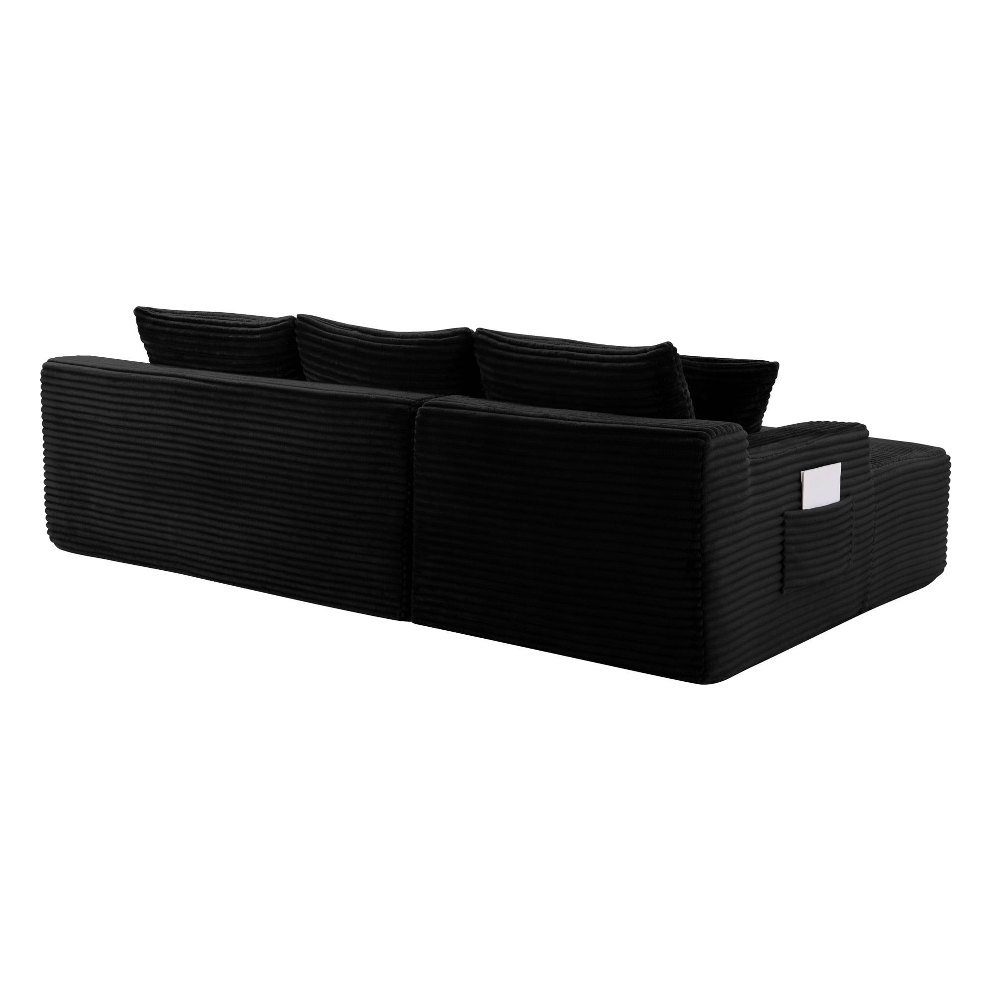 106.3 Inch Cloud Modular Sectional Sofa Couch with L-Shape Chaise, Deep Seat Corner Couch with Reversible Chaise Lounge for Living Room No Assembly, Black