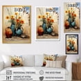 thumbnail image 4 of Designart "Floral Rustic Pottery Charm II" Geometric Framed Wall Art - Bohemian Blue Boho Pottery Entryway Framed Wall Art Print, 4 of 6