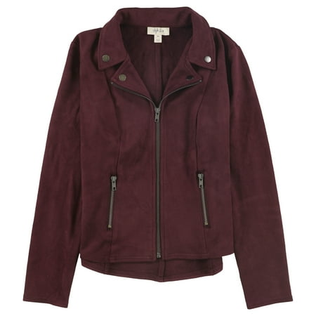 Style & Co. Womens Faux Suede Motorcycle Jacket, Red, PXS