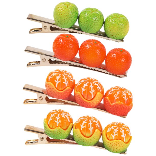 4 pinzas para el pelo con forma de fruta, bonitas horquillas naranjas, accesorios para el pelo de frutas para cumpleaños, cosplay.
