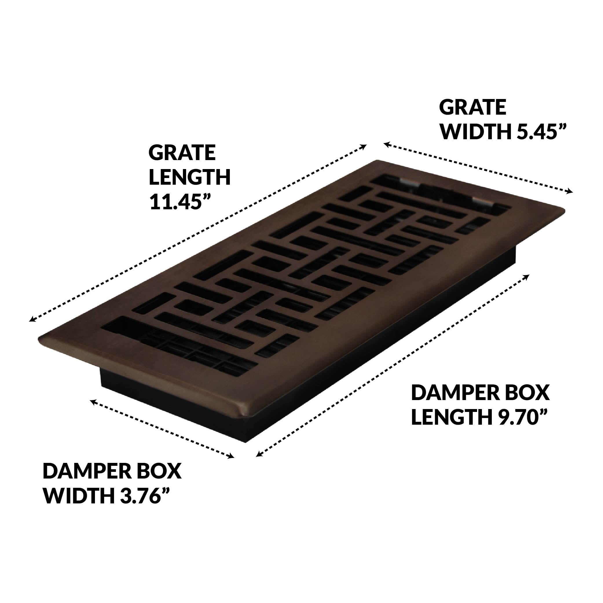 Decor Grates (4-Pack) 4x10 Oriental Floor Register Vent Cover, Adjustable Airflow Control, Rubbed Bronze (AJH410-RB)