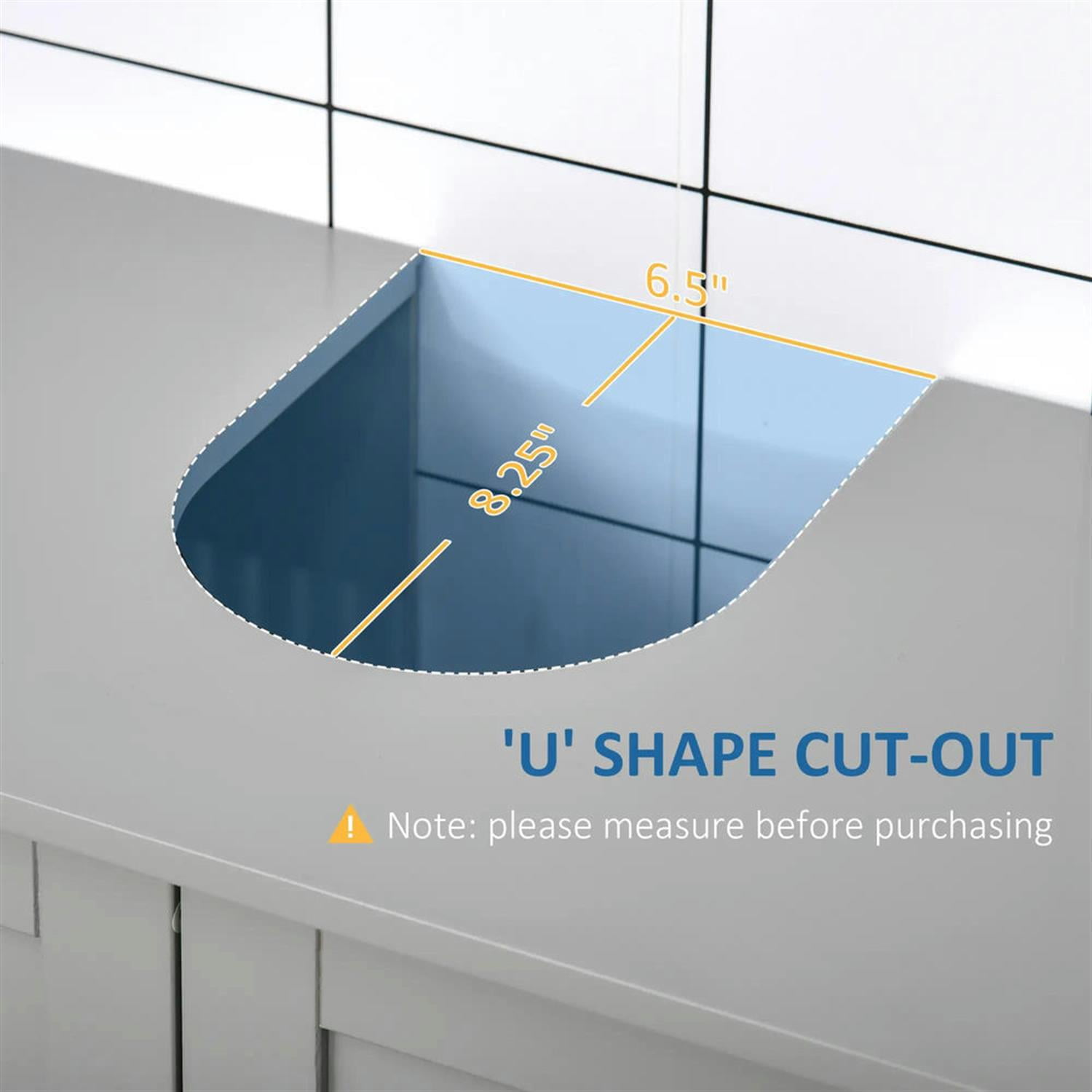 Demi Bonn 23" Bathroom Vanity with U-Shape Cut-Out and Adjustable Shelf, Pedestal Sink 2-Door Cabinet, Under Sink Cabinet, Gray