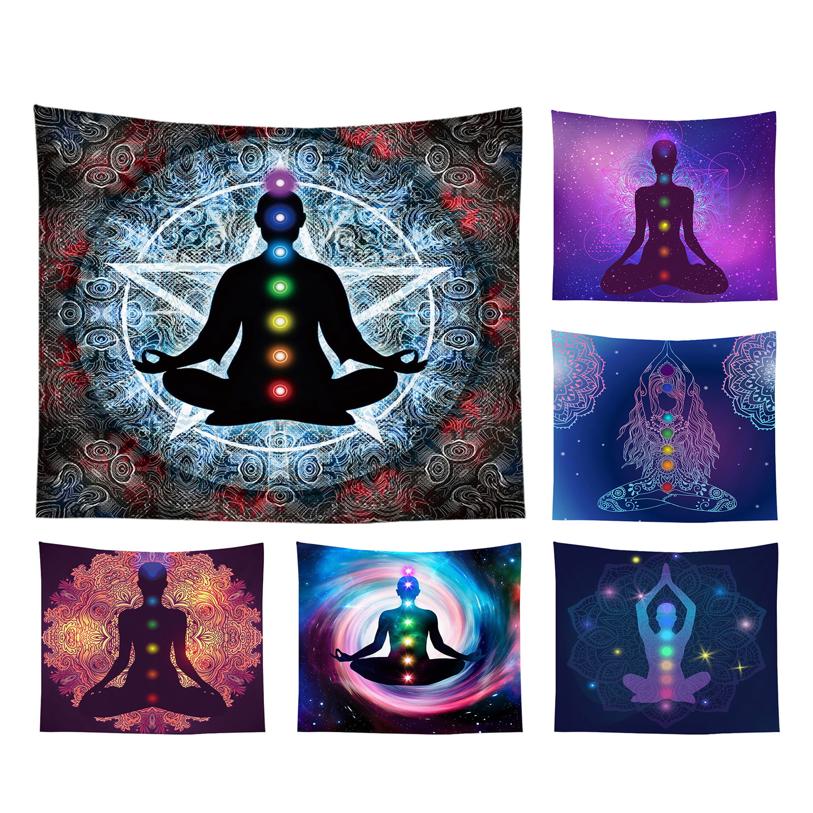 Seven Chakra Tapestry Yoga Meditation Tapestry Wall Hanging Colorful Mandala XL 