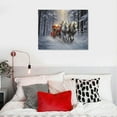 thumbnail image 4 of GOSMITH Horse Drawn Sleigh Canvas Print Snowy Winter Scene Wall Art with Cardinals, 4 of 4