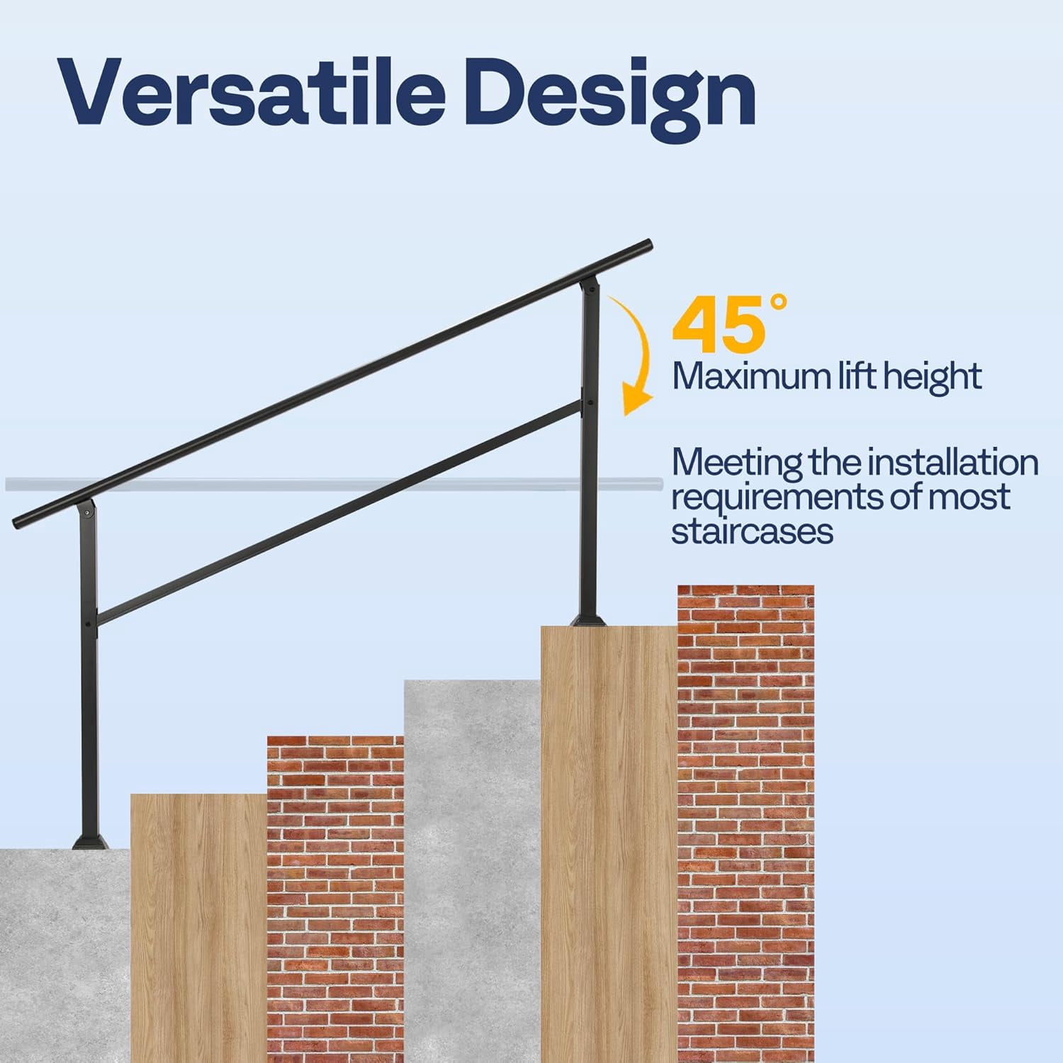 SPECSTAR 2-Pack outdoor handrails, 5-6 Steps Galvanized Steel Railing, for Porch, Deck, or Indoor Stairs