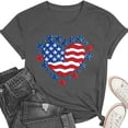 thumbnail image 5 of Women's American Flag Letter Print Short Sleeve Top Round Neck Independence Day Tee Shirt, 5 of 6