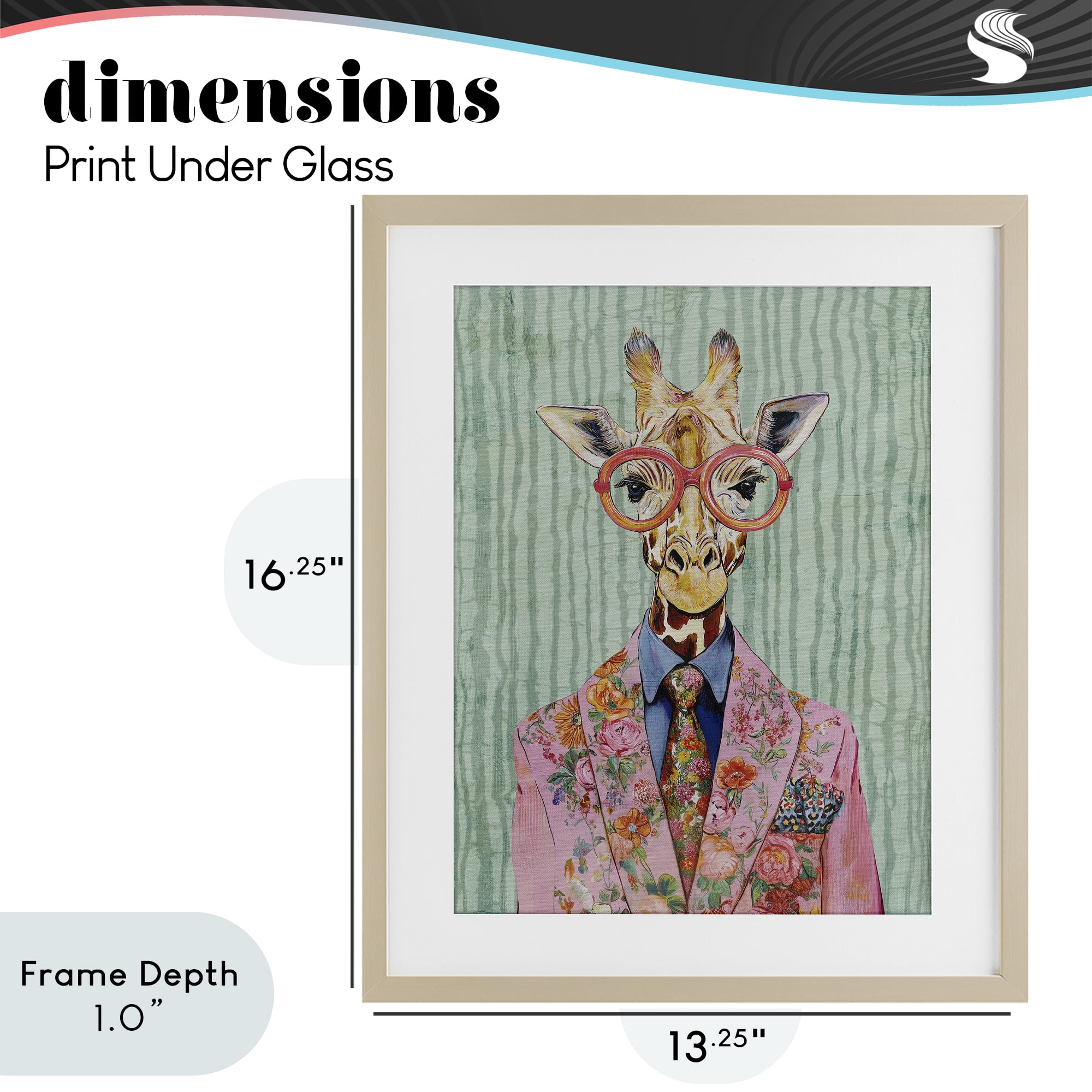 Stupell Industries Tall Stylish Giraffe Birch Framed Print Under Glass, design by Svetlana Aleynikova
