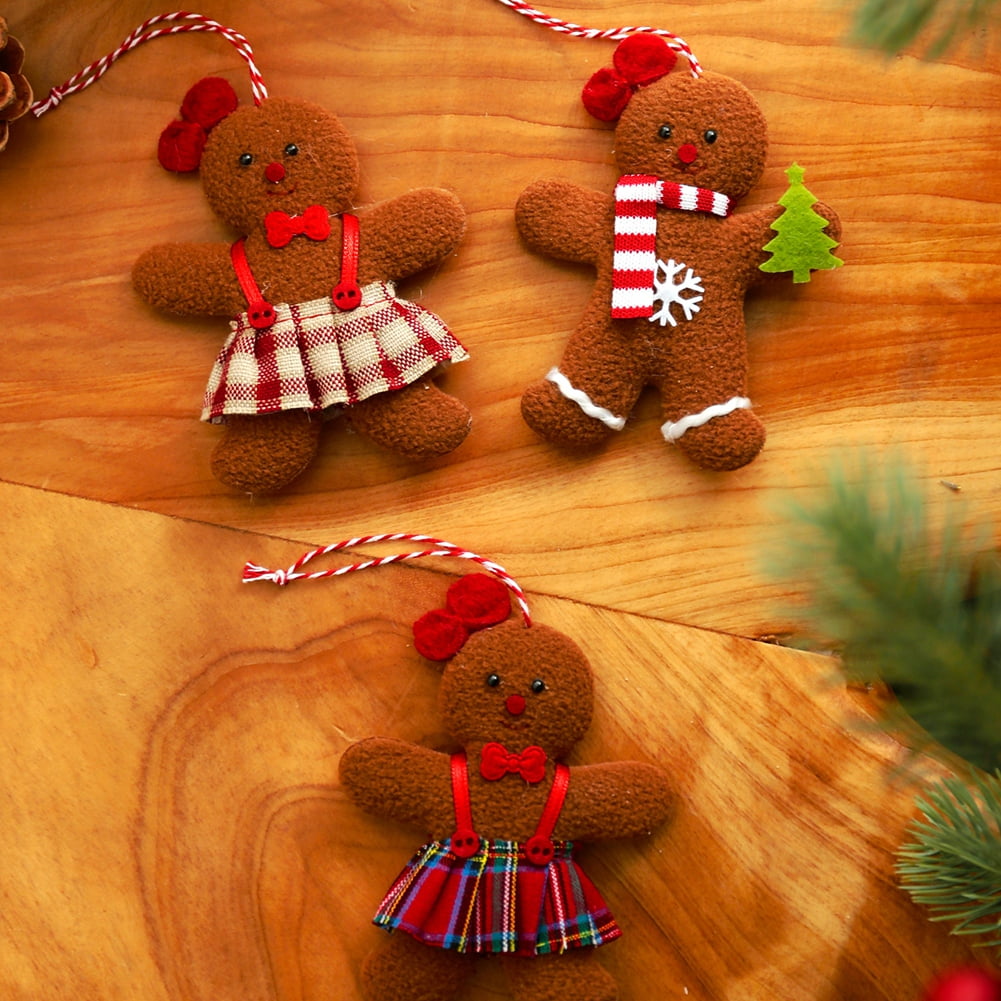 3 PCS Gingerbread Man Ornaments for Christmas Tree, Christmas Gingerbread  Hanging Mini Christmas Tree Ornament Holiday Decor