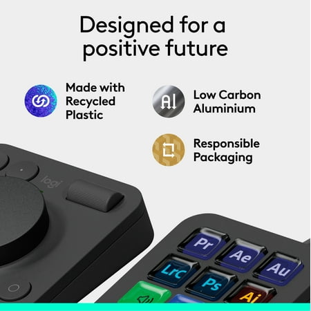 Logitech - MX Creative Console Programmable Keypad with 9 Customizable Keys & Control Dial for Graphic Design, Video Editing, more - Graphite