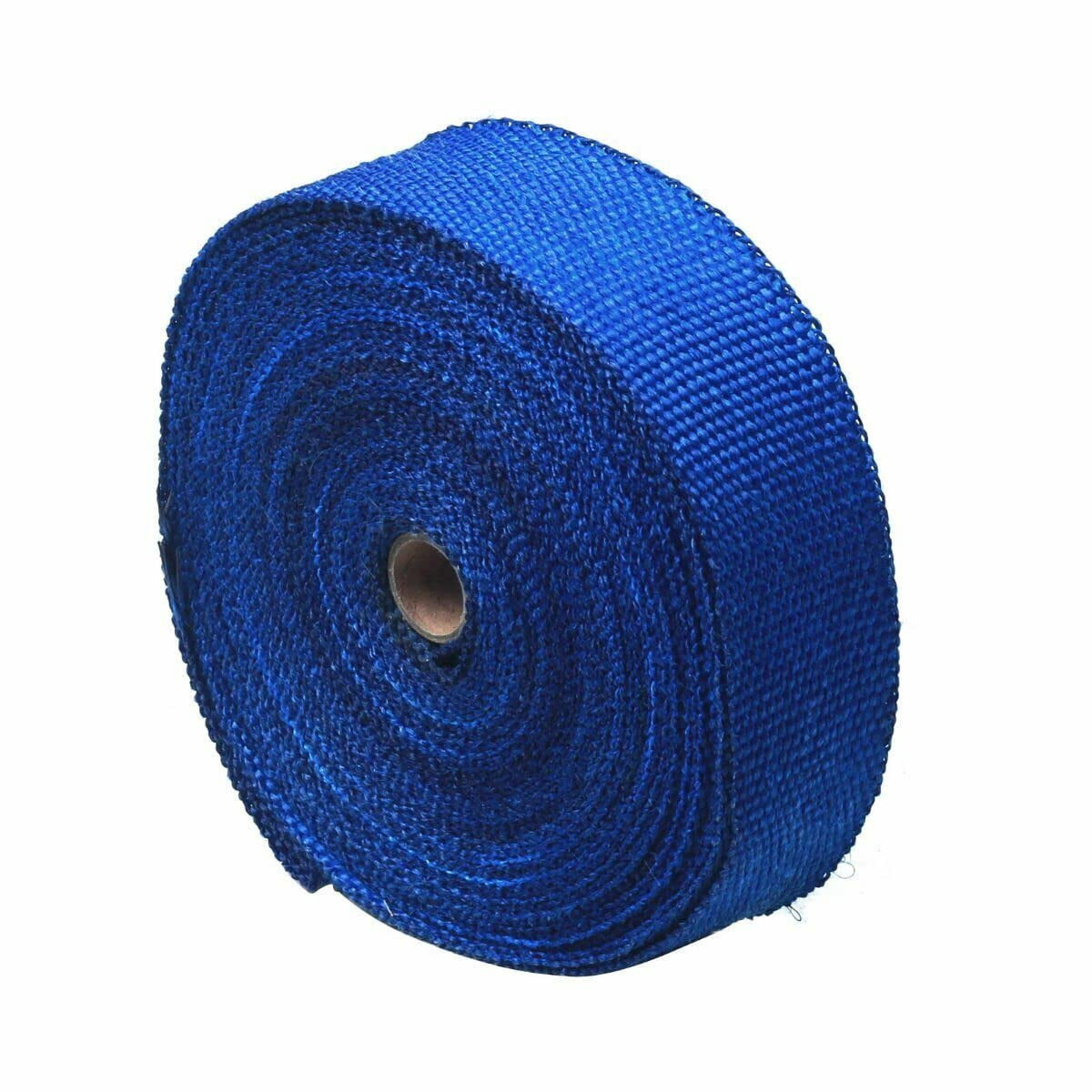 Confote 2" x 50' Exhaust Heat Wrap Roll for Motorcycle Fiberglass Heat Shield Tape with Stainless Ties Blue