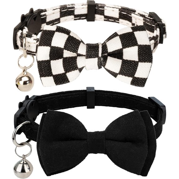 Collar for Cat Pet Breakaway with Bell Bowtie Detachable Bow Adjustable Safety Kitten Puppy Girl Boy 2pcs