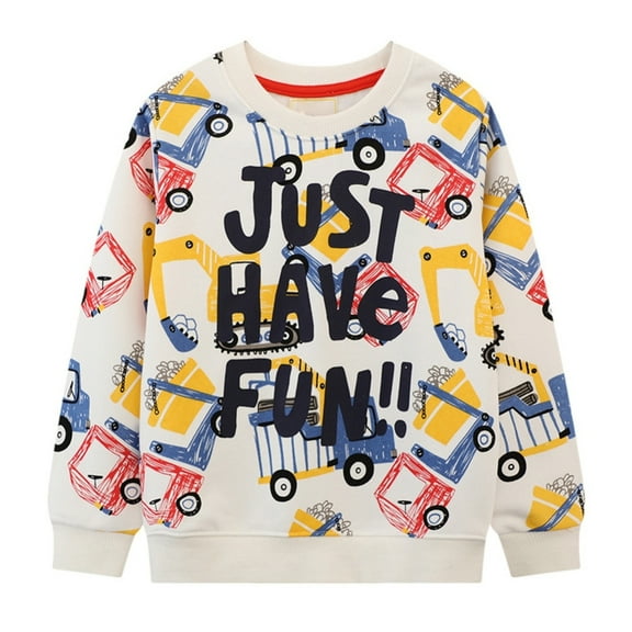 GYRATEDREAM Toddler Boys Girls Christmas Thanksgiving Sweatshirt Cartoon Long Sleeve Pull On Sweater Unisex Little Kids Fall Winter Clothes for 2-7Y White
