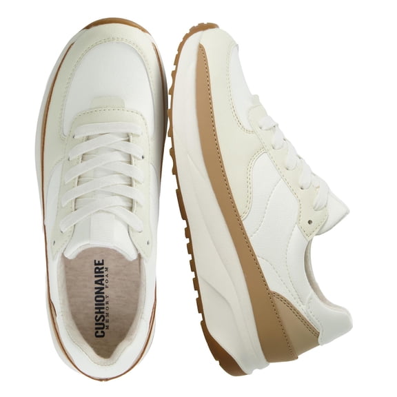 Cushionaire Score Platform Sneakers for Women, Lightweight Tennis Shoes with Adjustable Laces and Memory Foam, Wide Widths Available