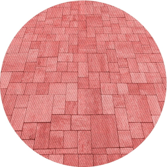 Ahgly Company Indoor Round Patterned Fire Engine Red Area Rugs, 6' Round