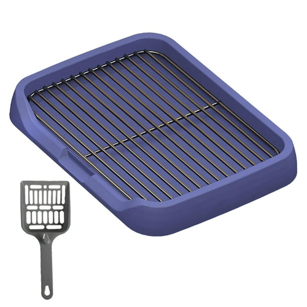 Inodoro para perros, soporte para almohadilla para orina de cachorro, caja de arena desmontable para mascotas, entrenador de orinal portátil Azul