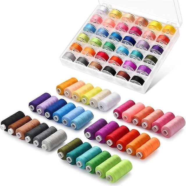 Kit de 72 piezas de hilo de coser, 36 colores, hilos para máquina de coser, bobinas preenrolladas, kit de hilos de coser 400