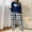 Blue, variant on Hueook Airport Outfits for Women 2025 Womens Plaid Print Two-piece Long-sleeved Trousers Suit Black XL
