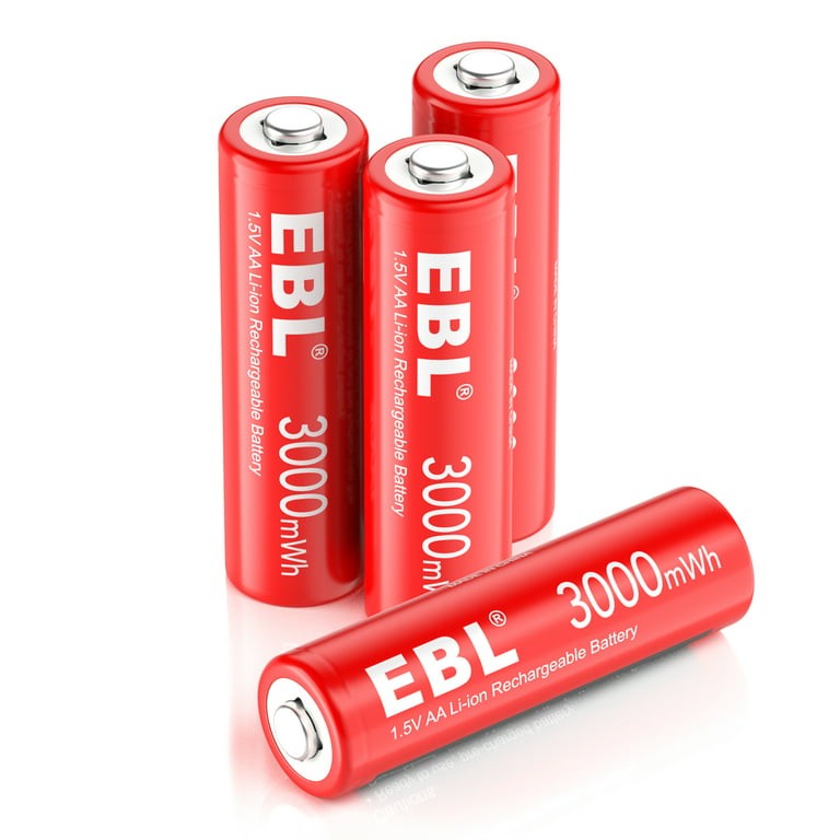 EBL 1.5V AA Rechargeable Li-ion Batteries 3000mWh Lithium / AA AAA Charger  Lot