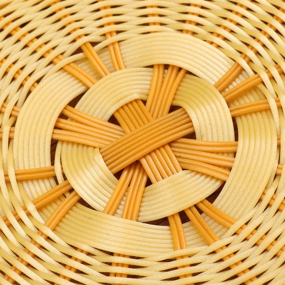 OULII Plastic Storage Basket in Khaki with Simulated Rattan Style for Fruit Bread and Snacks
