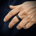 thumbnail image 6 of Unique Black Meteorite Tungsten Carbide Wedding Band Ring for Men & Women â€“ Blue Sandstone & Meteorite Space Galaxy Design, 6 of 6