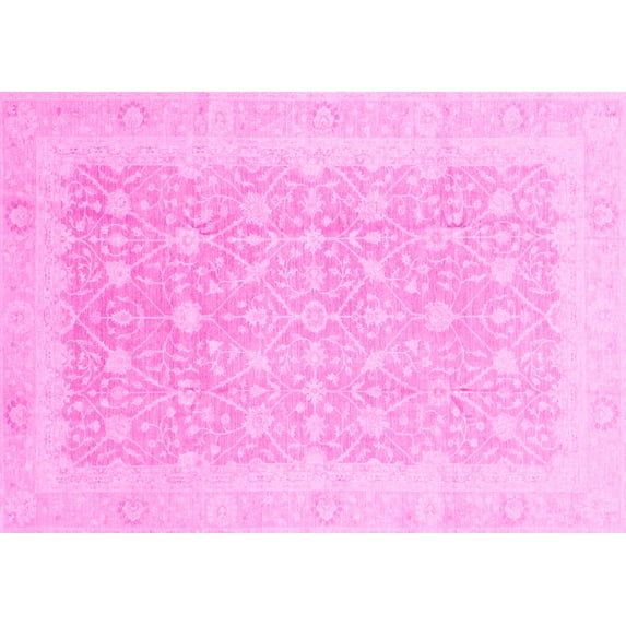 Ahgly Company Indoor Rectangle Abstract Pink Modern Area Rugs, 5' x 7'