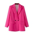 thumbnail image 4 of Herrnalise Womens Casual Blazers Open Front Long Sleeve Work Office Jackets Blazer Solid Color Lapel Collar Jacket Hot Pink,S, 4 of 7